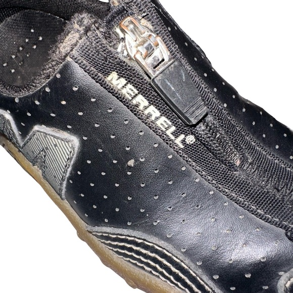 Merrell Barrado Black Brown Leather Slip On Zip Up Walking Hiking Shoes Size 9 - Picture 5 of 8